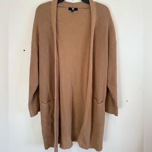 Frye Long Open Front Cardigan Brown Casual Minimalist Western Layering
